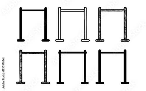 Minimalist hand drawn parallel bars set for fitness and gym designs