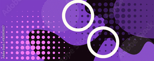 Abstract background using purple and black tones mixed with grey and white. The pattern consists of circles and lines placed in a rhythmic and balanced manner.