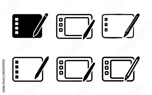 Graphic tablet icons set: diverse styles for creative design