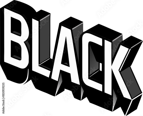 Black text 3d effect vector on white background 