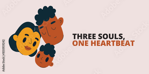 Vector illustration of a happy family together, featuring a man, woman, and child, symbolizing love, unity, and togetherness