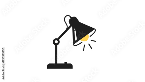Black paper clip and office lamp icon isolated 3d illustration equipment concept symbol sign vector