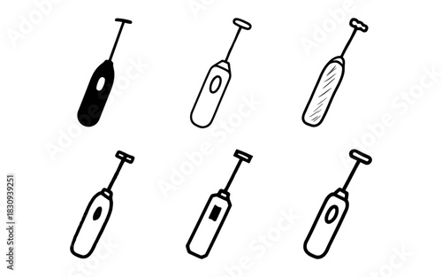 Hand drawn stick blender icons in black and white