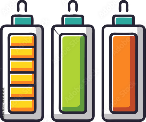 Battery level  inicators colorful   battery charge vector 