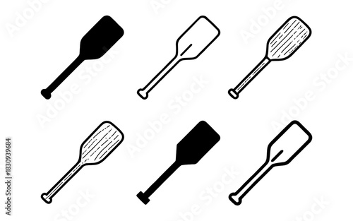 Variety of paddle silhouettes and line drawings in minimalist design