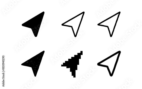 Free Download Diverse arrow set in black and white with pixelated style - GFXLoad