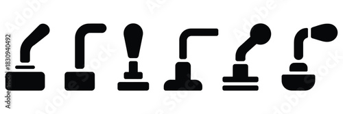 Nozzle Handle Icon Set Spout Silhouette Valve Faucet Plumbing Vector Symbols