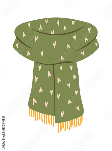 Woolen winter scarf hearts print