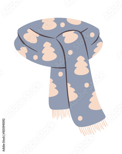 Winter scarf snowy spruce print