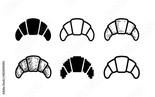 Diverse croissant designs: six unique styles for culinary icons