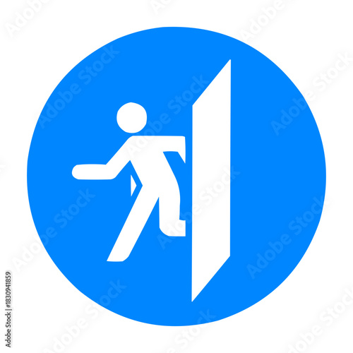 ISO 7010 Emergency Exit Clearance Sign. Keep Emergency Door Clear Safety Symbol. NEN 3011 Mandatory Exit Access Icon. Emergency Exit Path Must Remain Unblocked. 