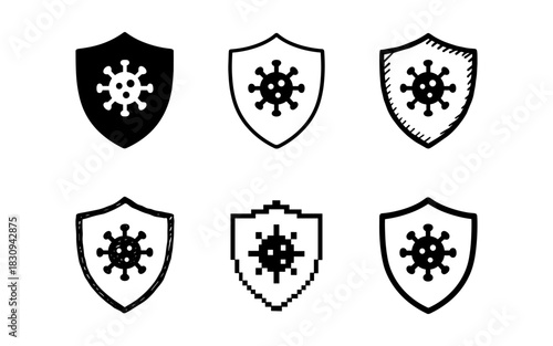 Coronavirus protection shields in various black and white styles
