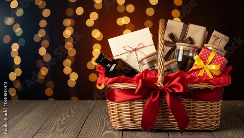 festive holiday gift basket with candles chocolates and drinkware celebration