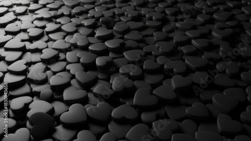 Expansive field of smooth, uniformly distributed black heart-shaped objects