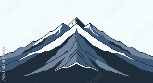 Majestic Blue Mountain Peaks with Snowy Highlights