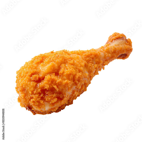 Crispy Fried Chicken Drumstick Served on a Clean White Background
