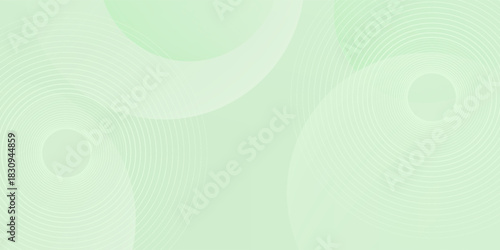 Minimalist soft Abstract Background in Gradient green and white Tones with Circles. Circle effect style geometric, abstract background.