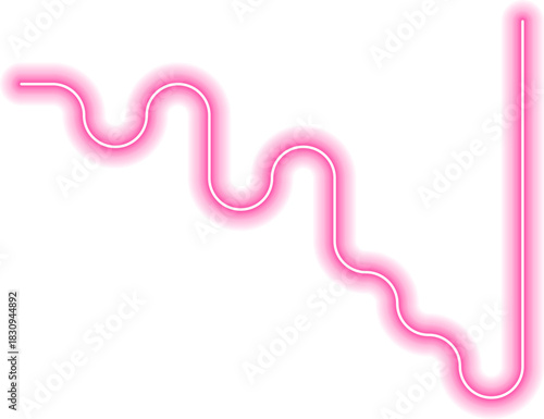 Neon line generates zigzag route intersecting irregular squared waves.