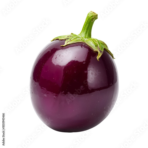 Fresh Purple Eggplant With Shiny Skin on a Simple White Background