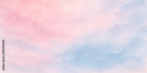 Abstract watercolour background depicting a bright summer sky with blue clouds and sunlight