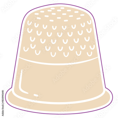Thimble Illustration for Sewing Crafting and Needlework Projects in Graphic Arts Style with Pastel Color Palette