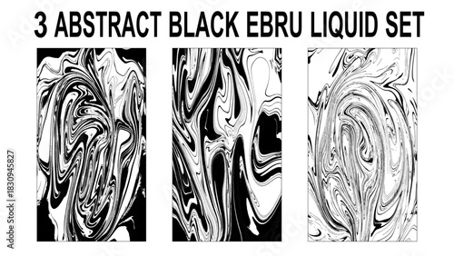 Pack of handmade stone or rock texture with liquid paint ink. Ebru, Turkish marbling art. 