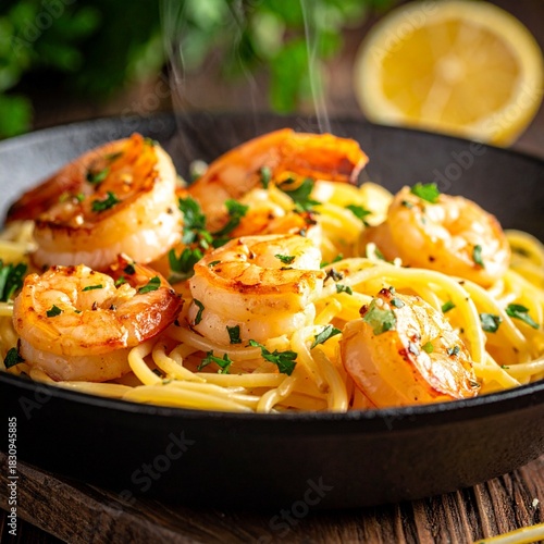 Photos Pasta with shrimp scampi