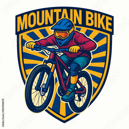 Thrilling mountain biking adventure logo vector showcasing active lifestyle and outdoor recreation for adrenaline junkies and sports enthusiasts