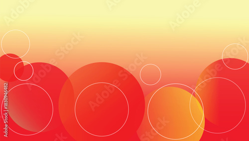abstract geometric background with red and transparent overlapping turquoise circles, soft blurred white-red-yellow gradient design for banner, poster, and business use