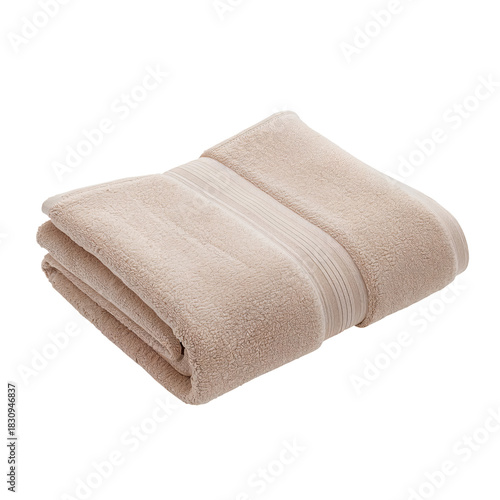 Soft Beige Towel Folded Neatly on a Flat Surface for Bathroom or Spa Use