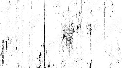 Black and white grunge overlay texture, abstract vintage distressed wood board Vector, illustration