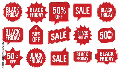 Retro black friday sale labels and badges for promotions and discounts