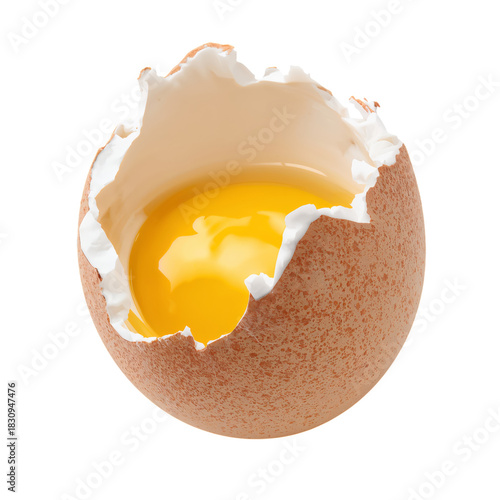 Freshly Cracked Egg Showing Bright Yolk Inside Warm Shell