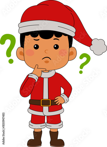 Cartoon Frizzy Boy character celebrating Christmas