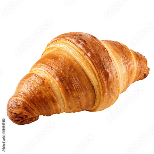 A Deliciously Baked Croissant Showcases Its Golden Layers and Flaky Texture o...