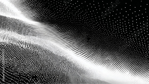 Abstract flowing digital particle wave pattern with bright dots, modern. Vector, illustration