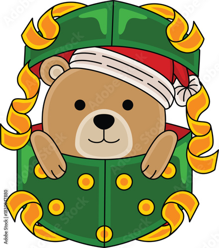 Cartoon Bear character celebrating Christmas