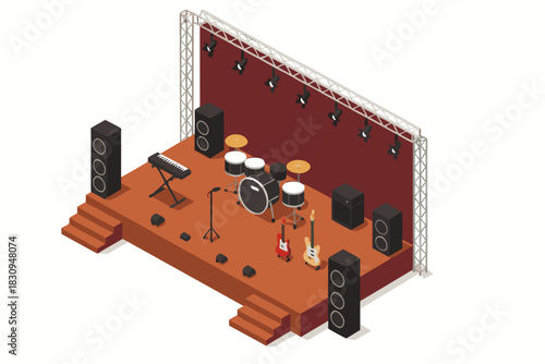Plan your next awesome live music event with a vibrant stage setup ready for performers and a captivated audience to enjoy the show