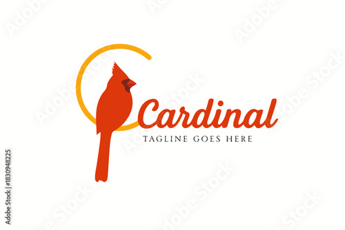 Striking cardinal logo design for branding, marketing, or wildlife conservation projects needing a clean minimalist aesthetic