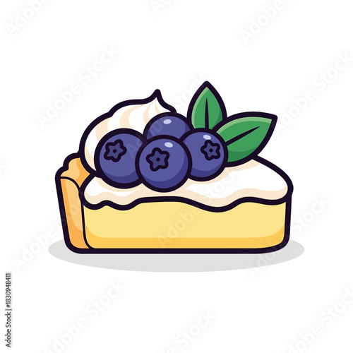 Blueberry Delight: An adorable and appetizing drawing of a pastry slice featuring ripe blueberries