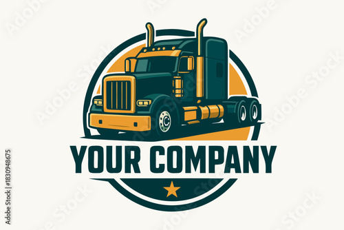 Bold truck vector logo template for your trucking company with modern design and customizable text for branding and advertising