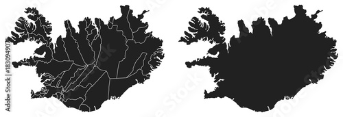 Iceland map icons. Silhouette map icon. Vector.