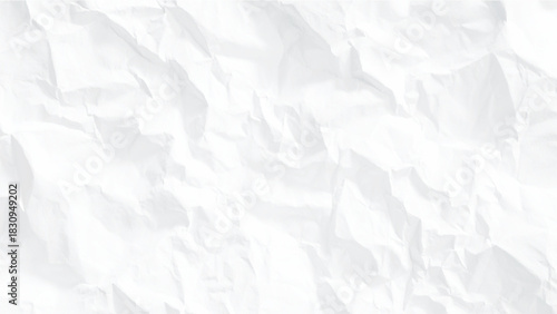 Crumpled white paper texture with intricate folds and creases background Vector, illustration