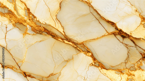 Luxurious creamy beige marble texture with opulent golden vein patterns Vector, illustration