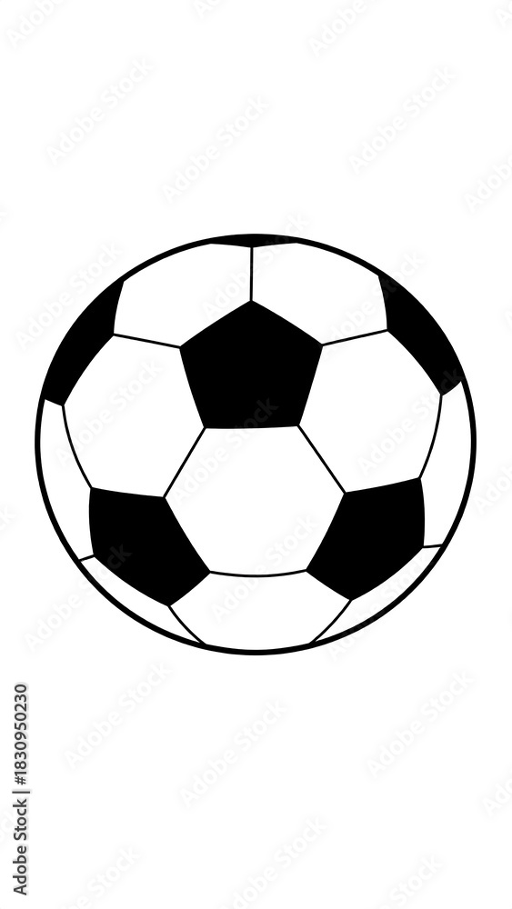 Obraz premium Black and white soccer ball with a classic pattern of pentagons and hexagons, centered on a white background