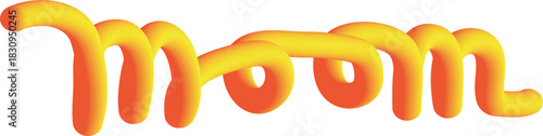 A yellow and orange gradient colored flexible tube coiled in a spiral shape on a white background
