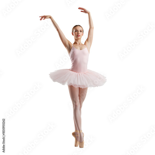 Graceful Ballet Dancer Performing an Elegant Pose During a Training Session a...