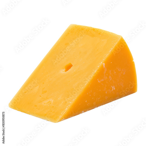 Delicious Yellow Cheese Wedge on a White Background With a Bite Taken Out