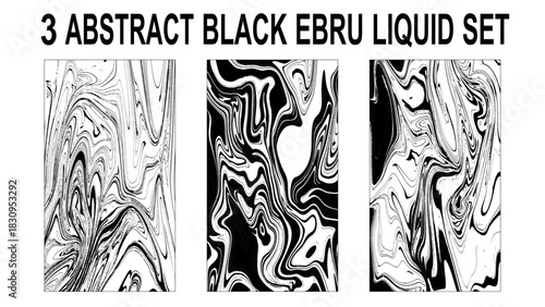 Set of hand drawn abstract marble texture. Bundle collection of beautiful white and black marble background.