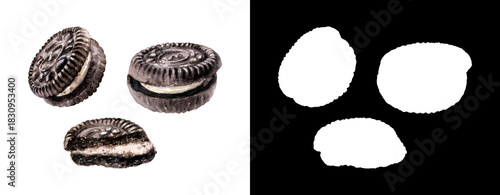 Appetizing Watercolor Illustration of Oreo Cookies with Cream Filling